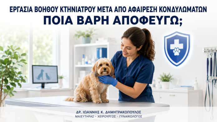 Εργασία Βοηθού Κτηνιάτρου μετά από Αφαίρεση Κονδυλωμάτων: Ποια Βάρη Αποφεύγω; Εργασία Βοηθού Κτηνιάτρου μετά από Αφαίρεση Κονδυλωμάτων: Ποια Βάρη Αποφεύγω; - Δρ. Ιωάννης Κ. Δημητρακόπουλος