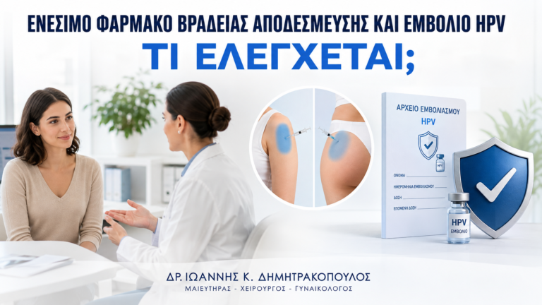Ενέσιμο Φάρμακο Βραδείας Αποδέσμευσης και Εμβόλιο HPV: Τι Ελέγχεται; - Δρ. Ιωάννης Κ. Δημητρακόπουλος