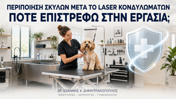 Περιποίηση Σκύλων μετά από Laser Κονδυλωμάτων: Πότε Επιστρέφω στην Εργασία; Περιποίηση Σκύλων μετά από Laser Κονδυλωμάτων: Πότε Επιστρέφω στην Εργασία; - Δρ. Ιωάννης Κ. Δημητρακόπουλος