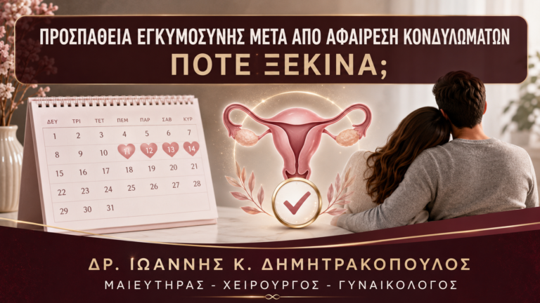 Προσπάθεια Εγκυμοσύνης μετά από Αφαίρεση Κονδυλωμάτων: Πότε Ξεκινά; - Δρ. Ιωάννης Κ. Δημητρακόπουλος