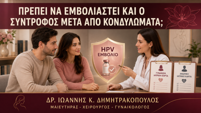 Πρέπει να Εμβολιαστεί και ο Σύντροφος μετά από Κονδυλώματα; Πρέπει να Εμβολιαστεί και ο Σύντροφος μετά από Κονδυλώματα; - Δρ. Ιωάννης Κ. Δημητρακόπουλος