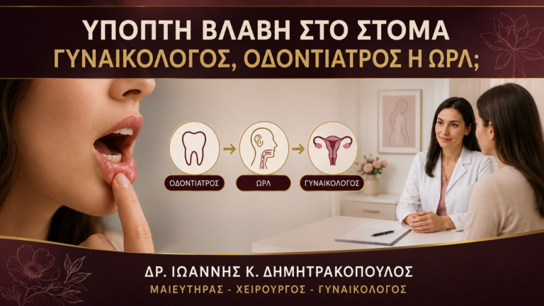 Ύποπτη Βλάβη στο Στόμα: Γυναικολόγος, Οδοντίατρος ή ΩΡΛ; - Δρ. Ιωάννης Κ. Δημητρακόπουλος