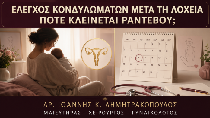Έλεγχος Κονδυλωμάτων μετά τη Λοχεία: Πότε Κλείνεται Ραντεβού; Έλεγχος Κονδυλωμάτων μετά τη Λοχεία: Πότε Κλείνεται Ραντεβού; - Δρ. Ιωάννης Κ. Δημητρακόπουλος
