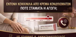 Έντονη Κοκκινίλα από Κρέμα Κονδυλωμάτων: Πότε Σταματά η Αγωγή; - Δρ. Ιωάννης Κ. Δημητρακόπουλος