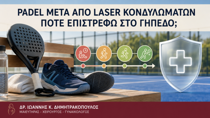 Padel μετά από Laser Κονδυλωμάτων: Πότε Επιστρέφω στο Γήπεδο; Padel μετά από Laser Κονδυλωμάτων: Πότε Επιστρέφω στο Γήπεδο; - Δρ. Ιωάννης Κ. Δημητρακόπουλος
