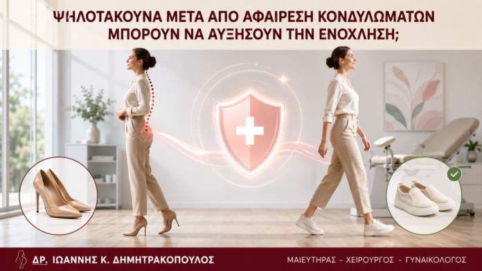 Ψηλοτάκουνα μετά από Αφαίρεση Κονδυλωμάτων: Μπορούν να Αυξήσουν την Ενόχληση; Ψηλοτάκουνα μετά από Αφαίρεση Κονδυλωμάτων: Μπορούν να Αυξήσουν την Ενόχληση; - Δρ. Ιωάννης Κ. Δημητρακόπουλος
