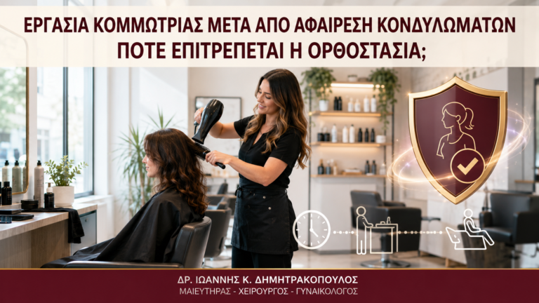 Εργασία Κομμώτριας μετά από Αφαίρεση Κονδυλωμάτων: Πότε Επιτρέπεται η Ορθοστασία; - Δρ. Ιωάννης Κ. Δημητρακόπουλος