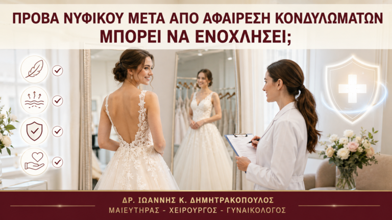 Πρόβα Νυφικού μετά από Αφαίρεση Κονδυλωμάτων: Μπορεί να Ενοχλήσει; - Δρ. Ιωάννης Κ. Δημητρακόπουλος