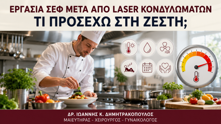 Εργασία Σεφ μετά από Laser Κονδυλωμάτων: Τι Προσέχω στη Ζέστη; - Δρ. Ιωάννης Κ. Δημητρακόπουλος