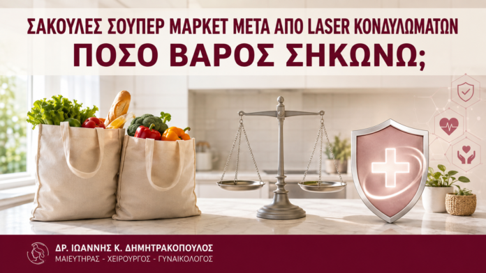 Σακούλες Σούπερ Μάρκετ μετά από Laser Κονδυλωμάτων: Πόσο Βάρος Σηκώνω; Σακούλες Σούπερ Μάρκετ μετά από Laser Κονδυλωμάτων: Πόσο Βάρος Σηκώνω; - Δρ. Ιωάννης Κ. Δημητρακόπουλος