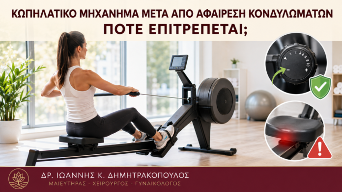 Κωπηλατικό Μηχάνημα μετά από Αφαίρεση Κονδυλωμάτων: Πότε Επιτρέπεται; Κωπηλατικό Μηχάνημα μετά από Αφαίρεση Κονδυλωμάτων: Πότε Επιτρέπεται; - Δρ. Ιωάννης Κ. Δημητρακόπουλος