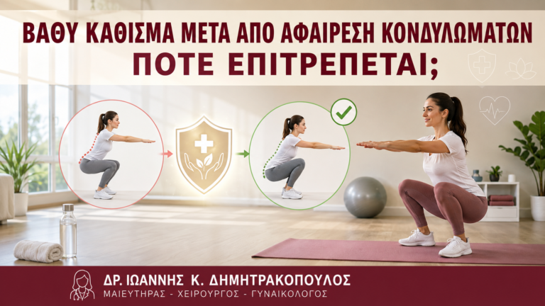 Βαθύ Κάθισμα μετά από Αφαίρεση Κονδυλωμάτων: Πότε Επιτρέπεται; - Δρ. Ιωάννης Κ. Δημητρακόπουλος
