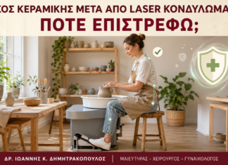 Τροχός Κεραμικής μετά από Laser Κονδυλωμάτων: Πότε Επιστρέφω; Τροχός Κεραμικής μετά από Laser Κονδυλωμάτων: Πότε Επιστρέφω; - Δρ. Ιωάννης Κ. Δημητρακόπουλος