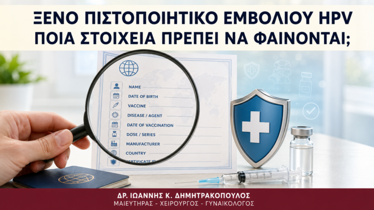Ξένο Πιστοποιητικό Εμβολίου HPV: Ποια Στοιχεία Πρέπει να Φαίνονται; - Δρ. Ιωάννης Κ. Δημητρακόπουλος