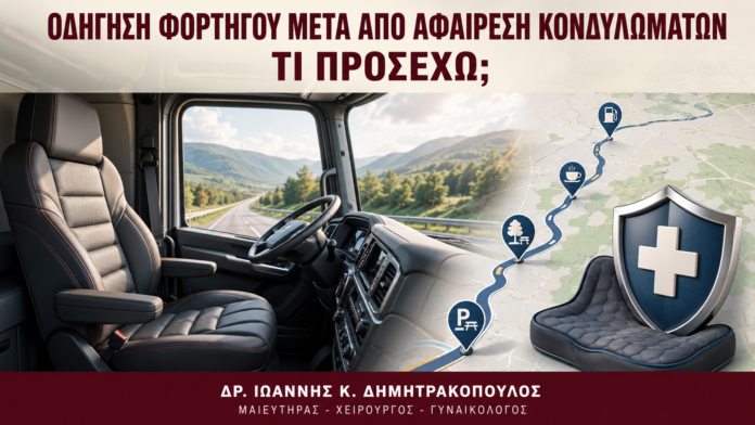 Οδήγηση Φορτηγού μετά από Αφαίρεση Κονδυλωμάτων: Τι Προσέχω; Οδήγηση Φορτηγού μετά από Αφαίρεση Κονδυλωμάτων: Τι Προσέχω; - Δρ. Ιωάννης Κ. Δημητρακόπουλος