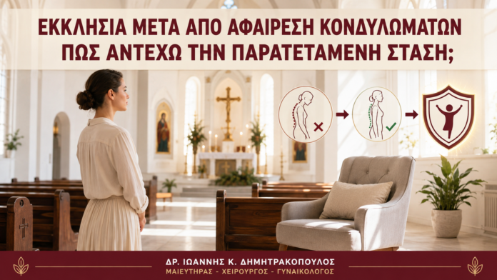 Εκκλησία μετά από Αφαίρεση Κονδυλωμάτων: Πώς Αντέχω την Παρατεταμένη Στάση; Εκκλησία μετά από Αφαίρεση Κονδυλωμάτων: Πώς Αντέχω την Παρατεταμένη Στάση; - Δρ. Ιωάννης Κ. Δημητρακόπουλος