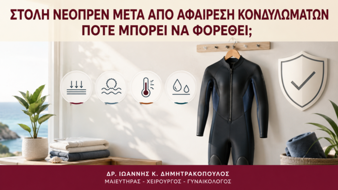 Στολή Νεοπρέν μετά από Αφαίρεση Κονδυλωμάτων: Πότε Μπορεί να Φορεθεί; - Δρ. Ιωάννης Κ. Δημητρακόπουλος