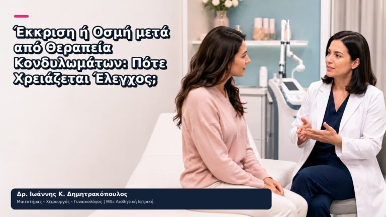 Έκκριση ή Οσμή μετά από Θεραπεία Κονδυλωμάτων: Πότε Χρειάζεται Έλεγχος; - Δρ. Ιωάννης Κ. Δημητρακόπουλος