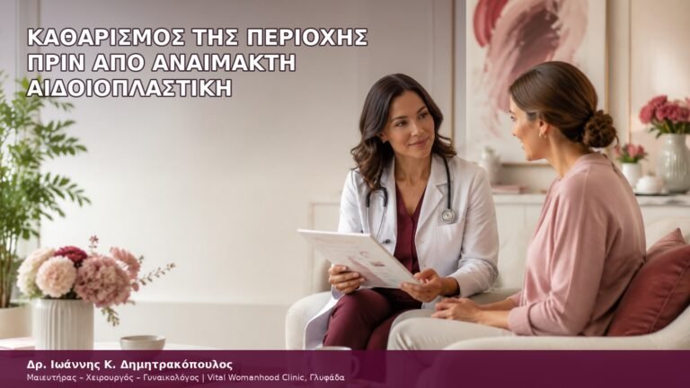 καθαρισμός της περιοχής πριν από αναίμακτη αιδοιοπλαστική
