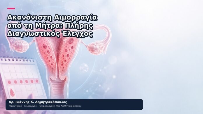 Ακανόνιστη Αιμορραγία από τη Μήτρα: Πλήρης Διαγνωστικός Έλεγχος Ακανόνιστη Αιμορραγία από τη Μήτρα: Πλήρης Διαγνωστικός Έλεγχος - Δρ. Ιωάννης Κ. Δημητρακόπουλος