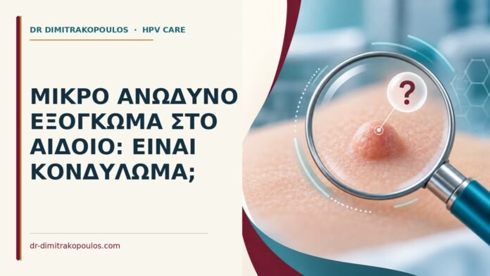 Μικρό ανώδυνο εξόγκωμα στο αιδοίο: είναι κονδύλωμα Ιατρικό cover για: Μικρό ανώδυνο εξόγκωμα στο αιδοίο: είναι κονδύλωμα