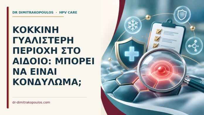 Κόκκινη γυαλιστερή περιοχή στο αιδοίο: μπορεί να είναι κονδύλωμα Ιατρικό cover για: Κόκκινη γυαλιστερή περιοχή στο αιδοίο: μπορεί να είναι κονδύλωμα