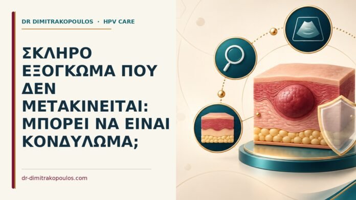 Σκληρό εξόγκωμα που δεν μετακινείται: μπορεί να είναι κονδύλωμα Ιατρικό cover για: Σκληρό εξόγκωμα που δεν μετακινείται: μπορεί να είναι κονδύλωμα