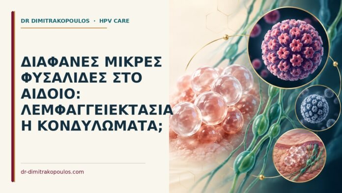 Διάφανες μικρές φυσαλίδες στο αιδοίο: λεμφαγγειεκτασία ή κονδυλώματα Ιατρικό cover για: Διάφανες μικρές φυσαλίδες στο αιδοίο: λεμφαγγειεκτασία ή κονδυλώματα