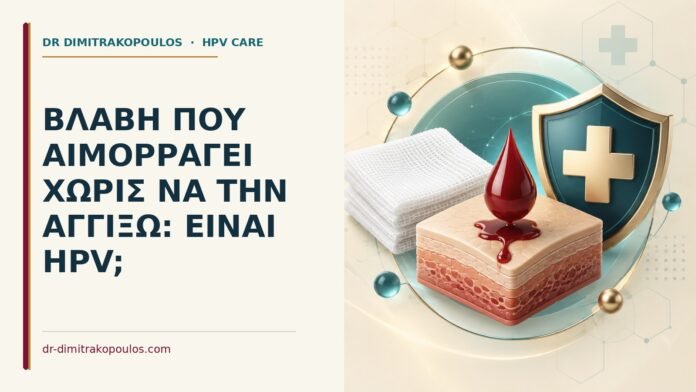 Ιατρικό cover για: Βλάβη που αιμορραγεί χωρίς να την αγγίξω: είναι HPV