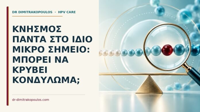 Κνησμός πάντα στο ίδιο μικρό σημείο: μπορεί να κρύβει κονδύλωμα Ιατρικό cover για: Κνησμός πάντα στο ίδιο μικρό σημείο: μπορεί να κρύβει κονδύλωμα