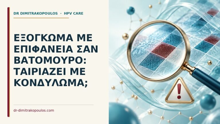 Ιατρικό cover για: Εξόγκωμα με επιφάνεια σαν βατόμουρο: ταιριάζει με κονδύλωμα