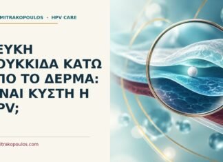 Λευκή κουκκίδα κάτω από το δέρμα: είναι κύστη ή HPV; Ιατρικό cover για: Λευκή κουκκίδα κάτω από το δέρμα: είναι κύστη ή HPV
