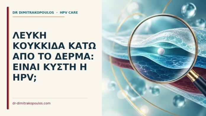 Λευκή κουκκίδα κάτω από το δέρμα: είναι κύστη ή HPV Ιατρικό cover για: Λευκή κουκκίδα κάτω από το δέρμα: είναι κύστη ή HPV