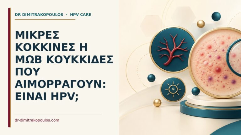 Ιατρικό cover για: Μικρές κόκκινες ή μωβ κουκκίδες που αιμορραγούν: είναι HPV