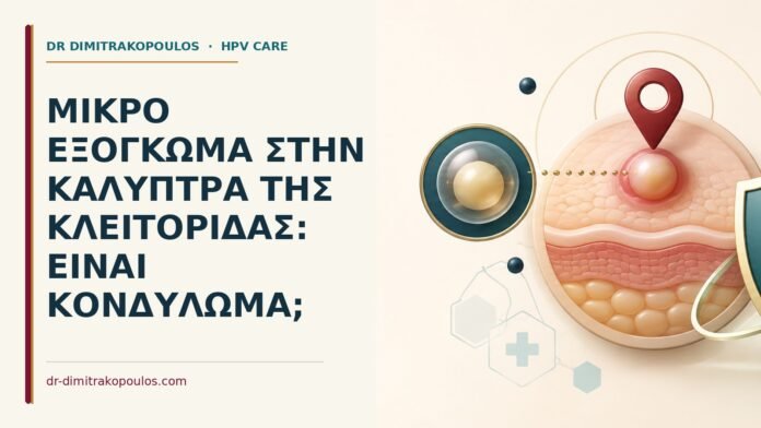 Ιατρικό cover για: Μικρό εξόγκωμα στην καλύπτρα της κλειτορίδας: είναι κονδύλωμα