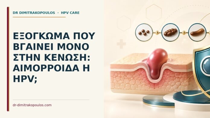 Εξόγκωμα που βγαίνει μόνο στην κένωση: αιμορροΐδα ή HPV Ιατρικό cover για: Εξόγκωμα που βγαίνει μόνο στην κένωση: αιμορροΐδα ή HPV