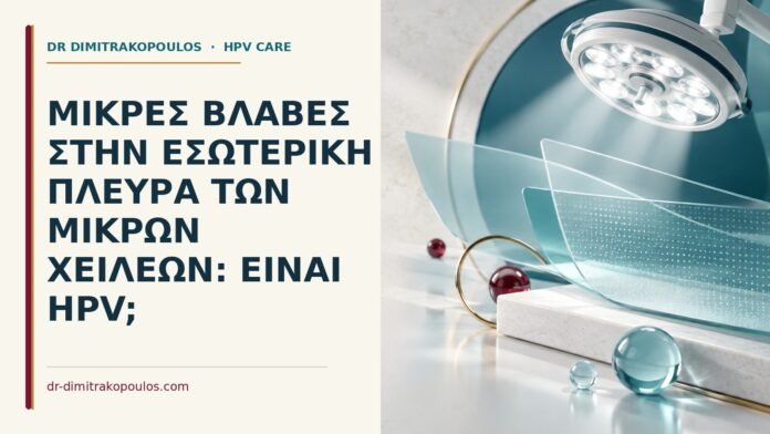 Μικρές βλάβες στην εσωτερική πλευρά των μικρών χειλέων: είναι HPV Ιατρικό cover για: Μικρές βλάβες στην εσωτερική πλευρά των μικρών χειλέων: είναι HPV