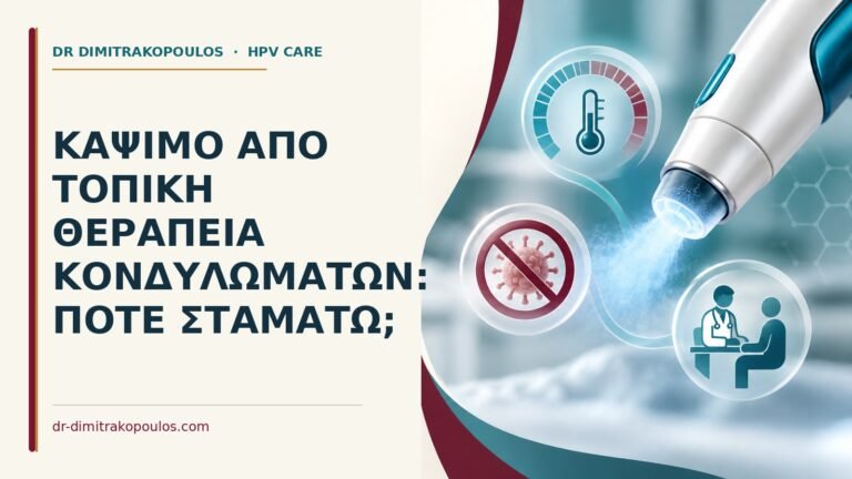 Ιατρικό cover για: Κάψιμο από τοπική θεραπεία κονδυλωμάτων: πότε σταματώ