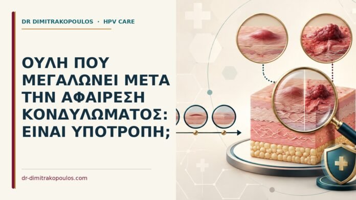 Ιατρικό cover για: Ουλή που μεγαλώνει μετά την αφαίρεση κονδυλώματος: είναι υποτροπή