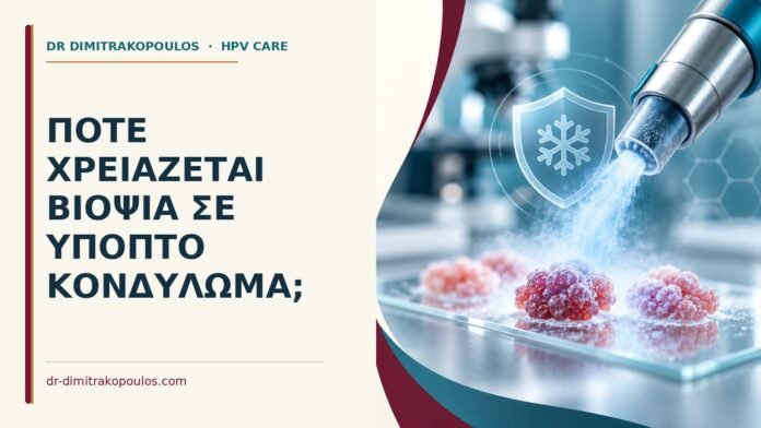 Ιατρικό cover για: Πότε χρειάζεται βιοψία σε ύποπτο κονδύλωμα