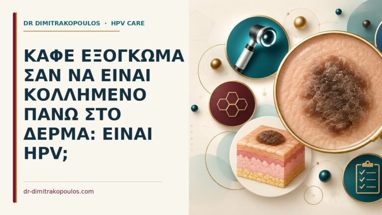 Ιατρικό cover για: Καφέ εξόγκωμα σαν να είναι κολλημένο πάνω στο δέρμα: είναι HPV
