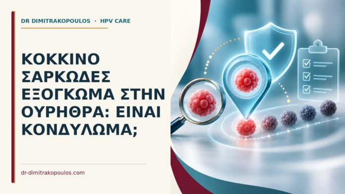 Κόκκινο σαρκώδες εξόγκωμα στην ουρήθρα: είναι κονδύλωμα Ιατρικό cover για: Κόκκινο σαρκώδες εξόγκωμα στην ουρήθρα: είναι κονδύλωμα