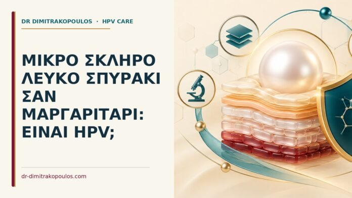 Μικρό σκληρό λευκό σπυράκι σαν μαργαριτάρι: είναι HPV Ιατρικό cover για: Μικρό σκληρό λευκό σπυράκι σαν μαργαριτάρι: είναι HPV