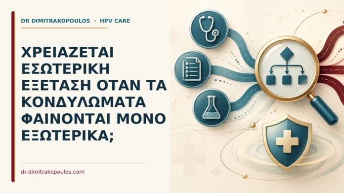 Χρειάζεται εσωτερική εξέταση όταν τα κονδυλώματα φαίνονται μόνο εξωτερικά Ιατρικό cover για: Χρειάζεται εσωτερική εξέταση όταν τα κονδυλώματα φαίνονται μόνο εξωτερικά