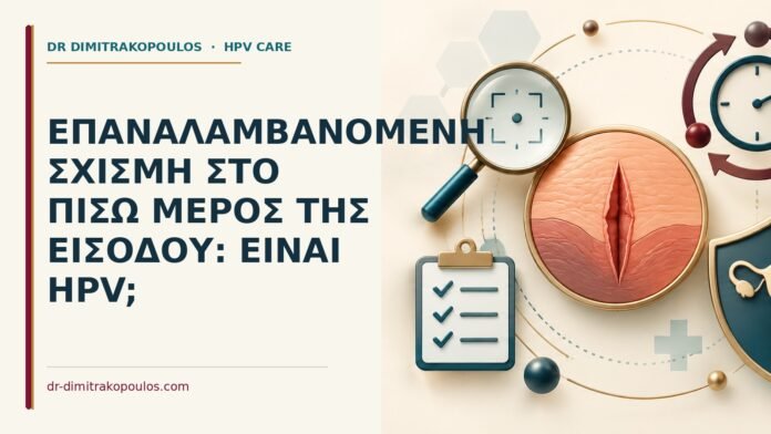 Επαναλαμβανόμενη σχισμή στο πίσω μέρος της εισόδου: είναι HPV Ιατρικό cover για: Επαναλαμβανόμενη σχισμή στο πίσω μέρος της εισόδου: είναι HPV