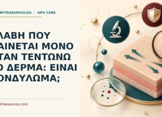 Ιατρικό cover για: Βλάβη που φαίνεται μόνο όταν τεντώνω το δέρμα: είναι κονδύλωμα