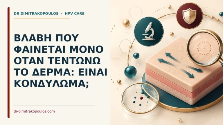 Ιατρικό cover για: Βλάβη που φαίνεται μόνο όταν τεντώνω το δέρμα: είναι κονδύλωμα