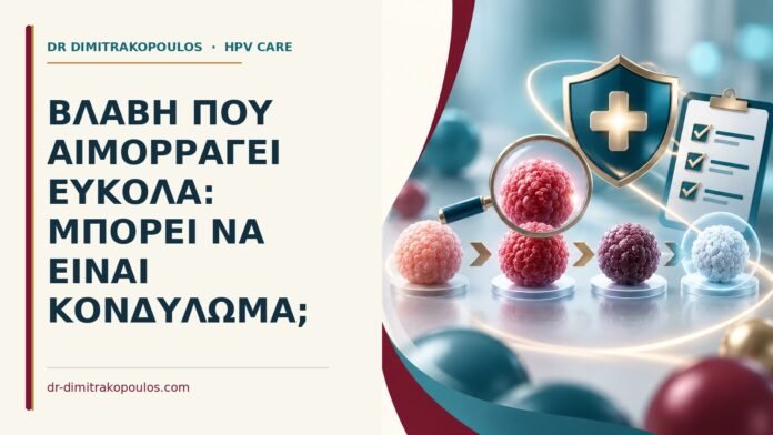 Ιατρικό cover για: Βλάβη που αιμορραγεί εύκολα: μπορεί να είναι κονδύλωμα