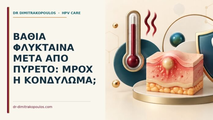 Βαθιά φλύκταινα μετά από πυρετό: mpox ή κονδύλωμα Ιατρικό cover για: Βαθιά φλύκταινα μετά από πυρετό: mpox ή κονδύλωμα