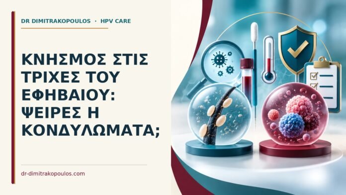 Κνησμός στις τρίχες του εφηβαίου: ψείρες ή κονδυλώματα Ιατρικό cover για: Κνησμός στις τρίχες του εφηβαίου: ψείρες ή κονδυλώματα